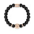 18k Rose Gold Lion | Matte Black Agate | Kingdom Bead Bracelet | Men's